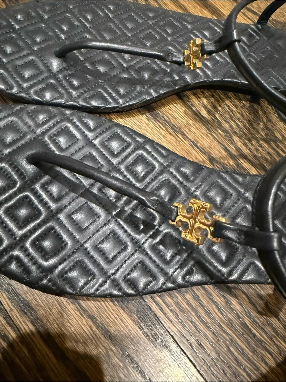 Tory Burch Black Quilted Thong Sandals